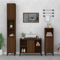 Wastafelkast 80x33x60 cm bewerkt hout bruineikenkleurig - thumbnail