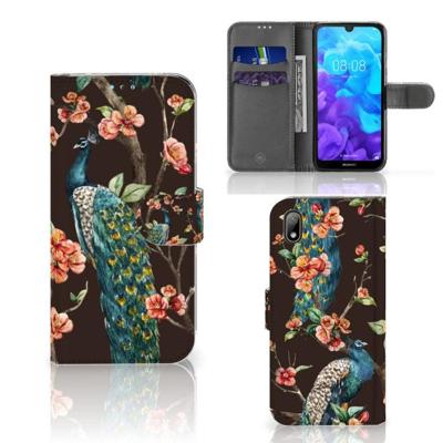 Huawei Y5 (2019) | Telefoonhoesje | Met pasjeshouder | Pauw met Bloemen Huawei Y5 (2019) | Telefoonhoesje | Met pasjeshouder | Pauw met Bloemen
