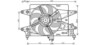 KADER + VENTILATOR Doblo rest. 1.4 +A/C 05+ 1637747