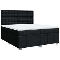 Boxspring met matras stof zwart 200x200 cm - thumbnail