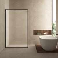 Wiesbaden Square Inloopdouche 100x200 cm - Helder Glas met Nano-Coating en Zwart Profiel - thumbnail