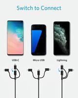 Anker Powerline II 3-in-1 kabel, 0,9 m lange lightning-/USB-C/micro-USB-kabel, voor de iPhone, iPad, LG, Galaxy, Xperia, Android mobiele telefoons en nog veel meer (zwart) - thumbnail