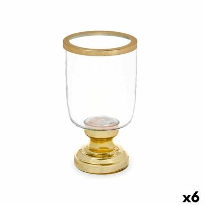 Kaarshouder Gift Decor Gouden Kristal Staal 12 x 24,5 x 12 cm Fluitglas (6 Stuks)