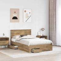 Bedframe met hoofdeinde Artisan Eiken 120 x 200 cm Bewerkt hout - thumbnail