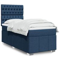 Boxspring met matras stof blauw 100x200 cm - thumbnail