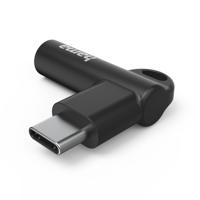 Hama USB-C - 3.5 mm Jack Socket Aux Adapter 90° Angled Plug Oplader Zwart - thumbnail