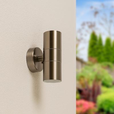 Jasmin LED Wandlamp - Dimbaar - 2x GU10 Fitting - IP44 - Up & Down Light - RVS - Voor binnen en buiten - Modern