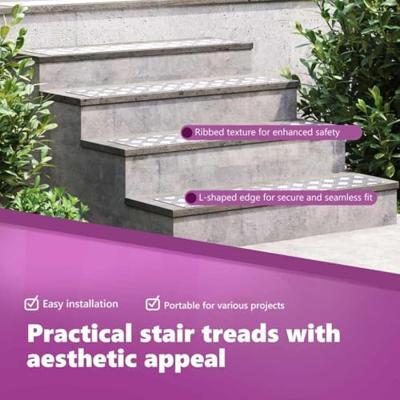 VidaXL Trap tread rechthoekig 4 pcs zilver 90 x 20 cm aluminium