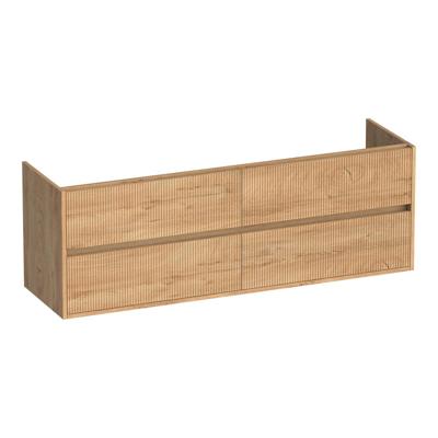 Brauer Adore Wavy - Onderkast - 160 cm - met 4 Softclose Lades Greeploos en 2 Sifon Uitsparingen - Forest Tan