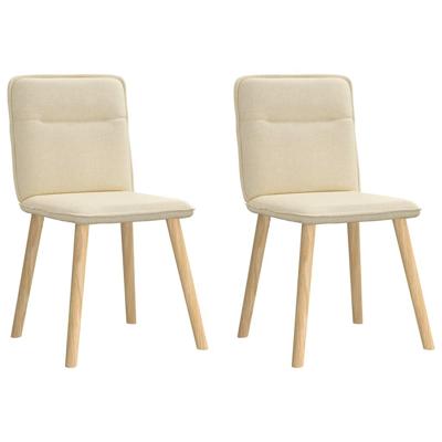 Eetkamerstoelen 2 st stof crmekleurig