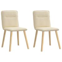Eetkamerstoelen 2 st stof crmekleurig - thumbnail