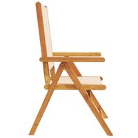 Tuinstoelen 2 st massief acaciahout en stof beige - thumbnail
