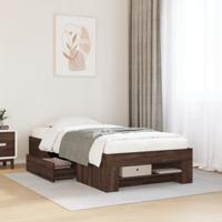 Bedframe zonder matras bewerkt hout bruin eikenkleur 75x190 cm - thumbnail