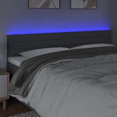 Hoofdbord LED 180x5x78/88 cm stof donkergrijs