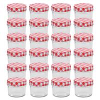 VidaXL Jampotten met wit met rode deksels 24 st 110 ml glas - thumbnail