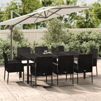9-delige Tuinset poly rattan zwart - thumbnail