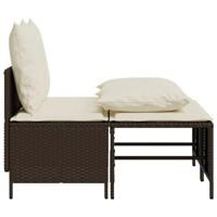 4-delige Loungeset met kussens poly rattan bruin - thumbnail