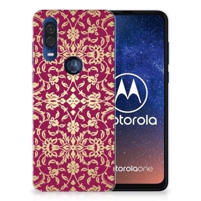 Siliconen Hoesje Motorola One Vision Barok Pink Siliconen Hoesje Motorola One Vision Barok Pink