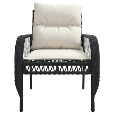 4-delige Loungeset met kussens poly rattan zwart 4-delige Loungeset met kussens poly rattan zwart