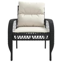 4-delige Loungeset met kussens poly rattan zwart - thumbnail