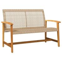 Tuinbank 112 cm poly rattan en acaciahout beige - thumbnail