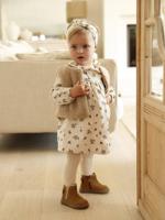 Babyset jurk + vestje + haarband vanille - thumbnail