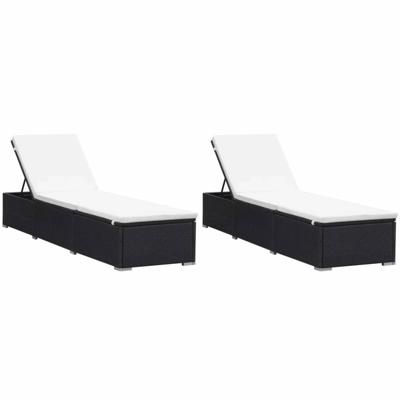 vidaXL Ligbedden met kussens 2 st poly rattan zwart vidaXL Ligbedden met kussens 2 st poly rattan zwart