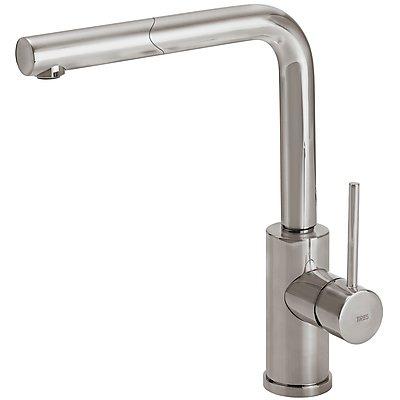 Keukenkraan Tres Top | Opbouw | 360° Draaibaar | Uitrekbare sproeier | Mengkraan | 1-hendel | Rond | RVS look