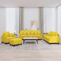 4-delige Loungeset met kussens stof lichtgeel - thumbnail