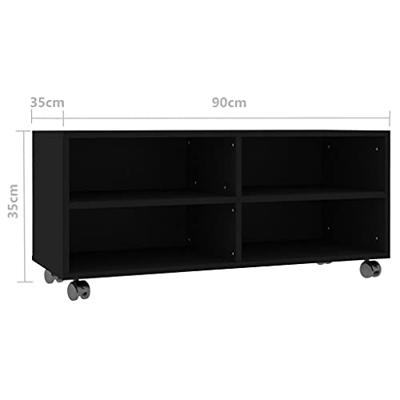 Tv-meubel met wieltjes 90x35x35 cm bewerkt hout zwart