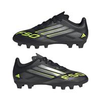 adidas F50 Club Gras / Kunstgras Voetbalschoenen (MG) Kids Zwart Zilver Neongeel - thumbnail