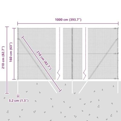 VidaXL Afrasteringspaal zilver 10 x 1,6 m (16 x 16 mm gaas) staal