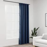 VidaXL Gordijn linnen-look verduisterend met haken 290x245 cm blauw - thumbnail