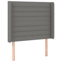 Hoofdbord met randen 83x16x118/128 cm stof donkergrijs - thumbnail