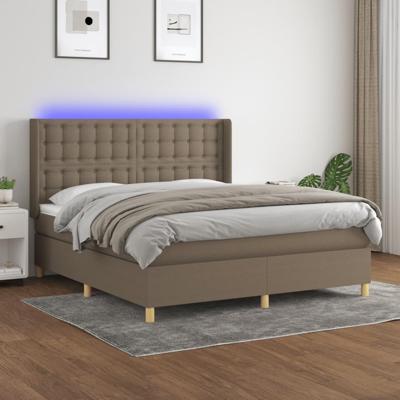 Boxspring met matras en LED stof taupe 180x200 cm