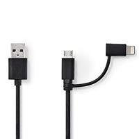 2-in-1 Sync and Charge-Kabel | USB-A Male - Micro-B Male / Apple Lightning 8-Pins Male | 1,0 m | Wit - thumbnail
