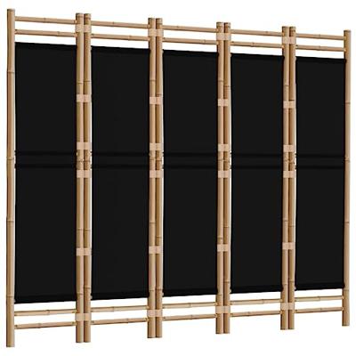 Kamerscherm 5-panelen inklapbaar 200 cm bamboe en canvas Kamerscherm 5-panelen inklapbaar 200 cm bamboe en canvas