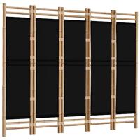 Kamerscherm 5-panelen inklapbaar 200 cm bamboe en canvas - thumbnail