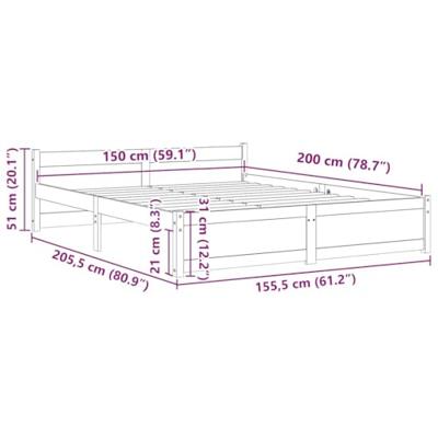 Bedframe massief hout wit 150x200 cm Bedframe massief hout wit 150x200 cm