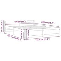 Bedframe massief hout wit 150x200 cm - thumbnail