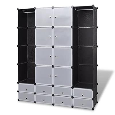 VidaXL Kast modulair met 18 vakken 37x146x180,5 cm zwart en wit