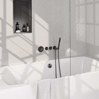 BRAUER Gunmetal Edition thermostatische inbouw badkraan SET 01 met badvulcombinatie en staaf handdouche en doucheslang en wandaansluitbocht gunmetal geborsteld PVD - thumbnail
