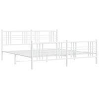 Bedframe met hoofd- en voeteneinde metaal wit 200x200 cm - thumbnail