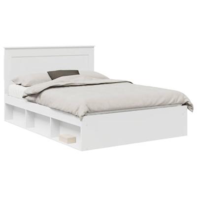 Bedframe met hoofdeinde Wit 140 x 190 cm Massief grenenhout