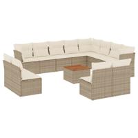 13-delige Loungeset met kussens poly rattan beige - thumbnail