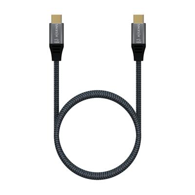 AISENS A107-0670 USB-3.2-kabel Gen2x2, 20 Gbit/s, 5A, 100W, E-merk, type USB-C/M, grijs, 0,6 m