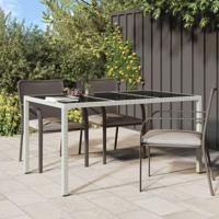 Tuintafel 150x90x75 cm gehard glas en poly rattan wit - thumbnail