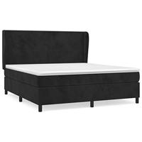 Boxspring met matras fluweel zwart 160x200 cm - thumbnail