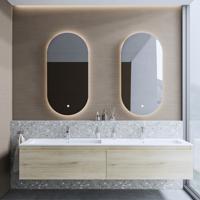 Badkamermeubelset BWS Anubis 160cm 2 Laden Natuur Eiken Met Wastafel (Naar Keuze) - thumbnail