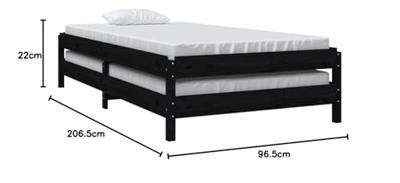 Bed stapelbaar 90x200 cm massief grenenhout zwart